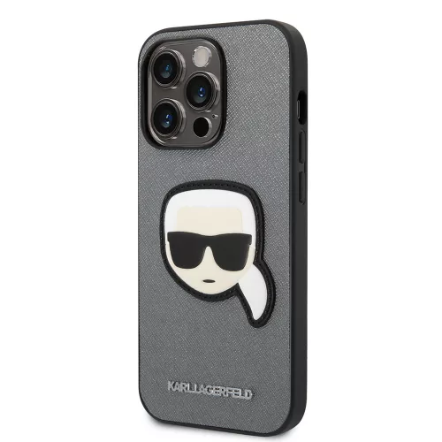 Karl Lagerfeld - Saffiano (KLHCP14LSAPKHG) - iPhone 14 Pro - Silver Karl's Head