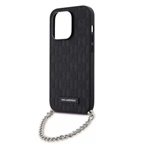 Karl Lagerfeld - Saffiano Monogram Chain (KLHCP14LSACKLHPK) - iPhone 14 Pro - Black