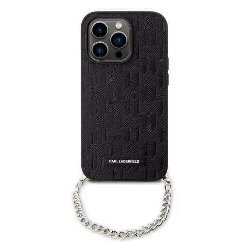 Karl Lagerfeld - Saffiano Monogram Chain (KLHCP14LSACKLHPK) - iPhone 14 Pro - Black