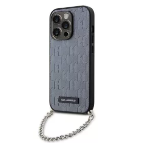  Karl Lagerfeld - Saffiano Monogram Chain (KLHCP14LSACKLHPG) - iPhone 14 Pro - Silver