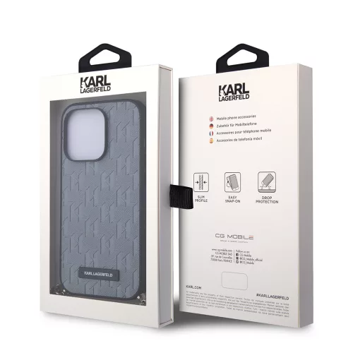 Karl Lagerfeld - Saffiano Monogram Chain (KLHCP14LSACKLHPG) - iPhone 14 Pro - Silver