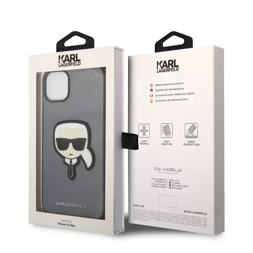 Karl Lagerfeld - Saffiano (KLHCP14MSAPKHG) - iPhone 14 Plus - Silver Karl's Head
