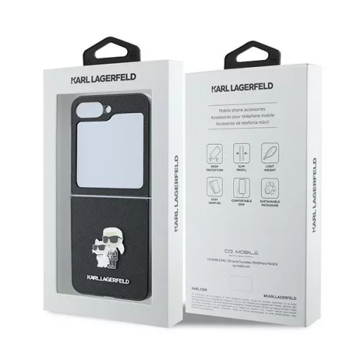 Karl Lagerfeld - Saffiano (KLHCZF6SAPKCNPK) - Samsung Galaxy Z Flip6 / Flip7 FE - Karl&Choupette Metal Pin