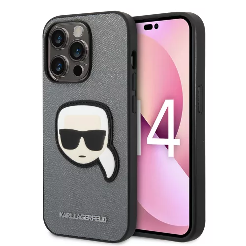 Karl Lagerfeld - Saffiano (KLHCP14XSAPKHG) - iPhone 14 Pro Max - Silver Karl's Head