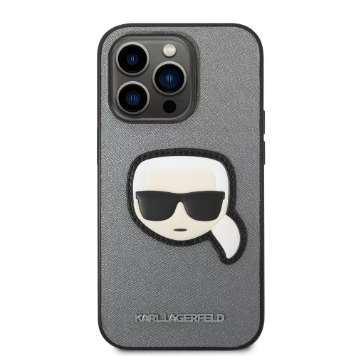 Karl Lagerfeld - Saffiano (KLHCP14XSAPKHG) - iPhone 14 Pro Max - Silver Karl's Head