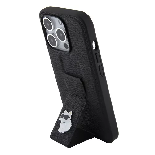 Karl Lagerfeld - Saffiano Gripstand (KLHCP15LGSACHPK) - iPhone 15 Pro - Choupette Pins