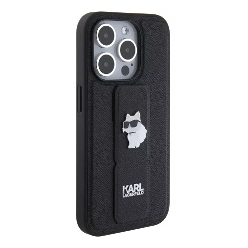 Karl Lagerfeld - Saffiano Gripstand (KLHCP15LGSACHPK) - iPhone 15 Pro - Choupette Pins