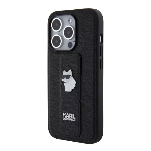 Karl Lagerfeld - Saffiano Gripstand (KLHCP15LGSACHPK) - iPhone 15 Pro - Choupette Pins