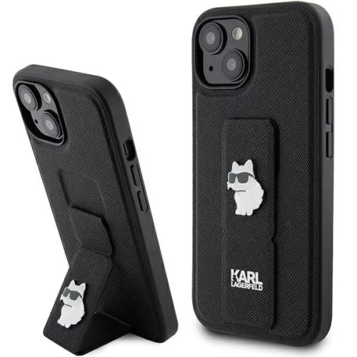 Karl Lagerfeld - Saffiano Gripstand (KLHCP15MGSACHPK) - iPhone 15 Plus - Choupette Pins