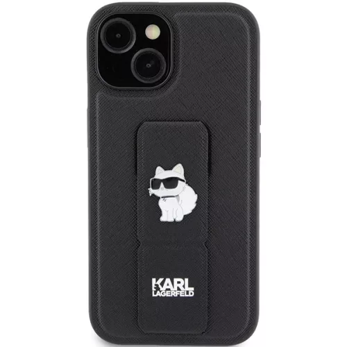 Karl Lagerfeld - Saffiano Gripstand (KLHCP15MGSACHPK) - iPhone 15 Plus - Choupette Pins