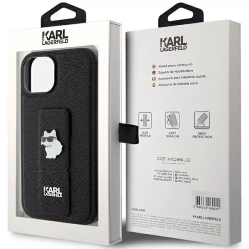 Karl Lagerfeld - Saffiano Gripstand (KLHCP15MGSACHPK) - iPhone 15 Plus - Choupette Pins