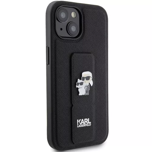 Karl Lagerfeld - Saffiano Gripstand (KLHCP15MGSAKCPK) - iPhone 15 Plus - Karl&Choupette Pins