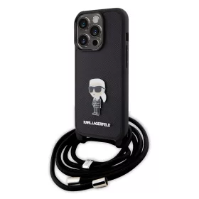   Karl Lagerfeld - Saffiano Crossbody (KLHCP15LSASKNPSK) - iPhone 15 Pro - Monogram Metal Pin Karl