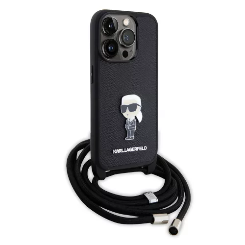 Karl Lagerfeld - Saffiano Crossbody (KLHCP15LSASKNPSK) - iPhone 15 Pro - Monogram Metal Pin Karl