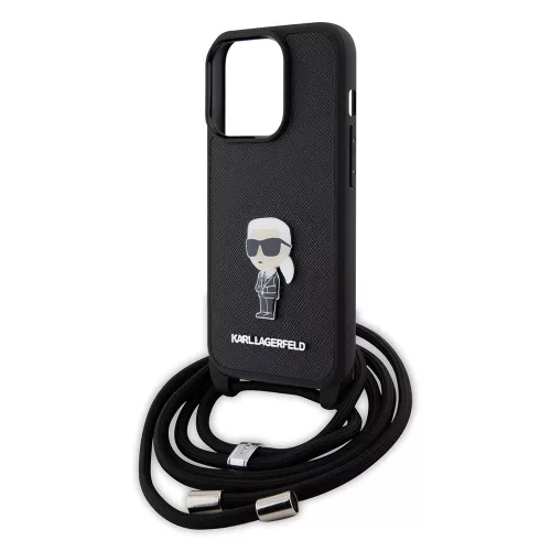 Karl Lagerfeld - Saffiano Crossbody (KLHCP15LSASKNPSK) - iPhone 15 Pro - Monogram Metal Pin Karl