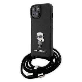   Karl Lagerfeld - Saffiano Crossbody (KLHCP15SSASKNPSK) - iPhone 15 - Monogram Metal Pin Karl