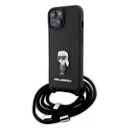 Karl Lagerfeld - Saffiano Crossbody (KLHCP15SSASKNPSK) - iPhone 15 - Monogram Metal Pin Karl