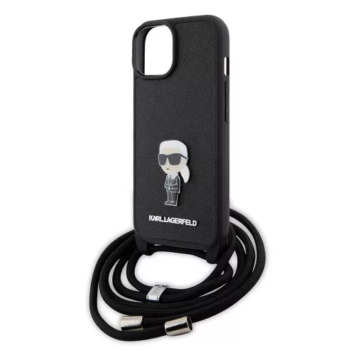 Karl Lagerfeld - Saffiano Crossbody (KLHCP15SSASKNPSK) - iPhone 15 - Monogram Metal Pin Karl