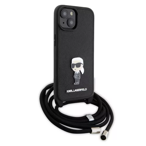 Karl Lagerfeld - Saffiano Crossbody (KLHCP15SSASKNPSK) - iPhone 15 - Monogram Metal Pin Karl