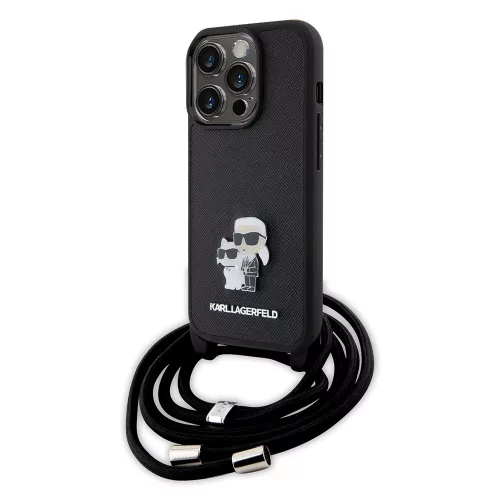 Karl Lagerfeld - Saffiano Crossbody (KLHCP15LSAKCPSK) - iPhone 15 Pro - Metal Pin Karl&Choupette