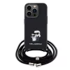Karl Lagerfeld - Saffiano Crossbody (KLHCP15LSAKCPSK) - iPhone 15 Pro - Metal Pin Karl&Choupette