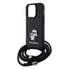 Karl Lagerfeld - Saffiano Crossbody (KLHCP15LSAKCPSK) - iPhone 15 Pro - Metal Pin Karl&Choupette