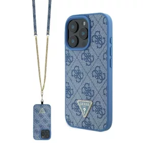   Guess - Bőr Fém Logó Strassz Keresztpántos (GUHCP16LP4TDSCPB) - iPhone 16 Pro - Kék