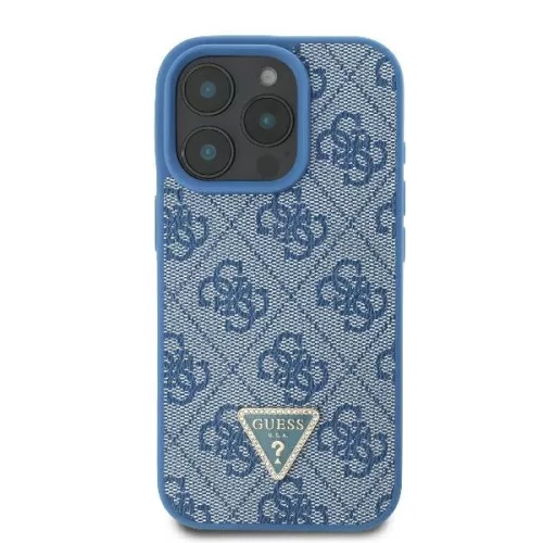 Guess - Bőr Fém Logó Strassz Keresztpántos (GUHCP16LP4TDSCPB) - iPhone 16 Pro - Kék