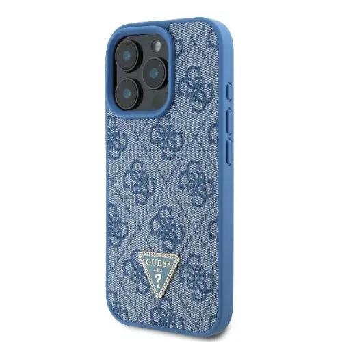 Guess - Bőr Fém Logó Strassz Keresztpántos (GUHCP16LP4TDSCPB) - iPhone 16 Pro - Kék