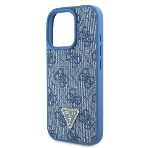 Guess - Bőr Fém Logó Strassz Keresztpántos (GUHCP16LP4TDSCPB) - iPhone 16 Pro - Kék