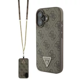   Guess - Bőr Fém Logó Strassz Keresztpántos (GUHCP16SP4TDSCPW) - iPhone 16 - Barna