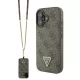 Guess - Bőr Fém Logó Strassz Keresztpántos (GUHCP16SP4TDSCPW) - iPhone 16 - Barna
