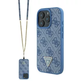   Guess - Bőr Fém Logó Strassz Keresztpántos (GUHCP16SP4TDSCPB) - iPhone 16 - Kék
