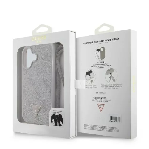 Guess - Bőr Fém Logó Strassz Keresztpántos (GUHCP16SP4TDSCPB) - iPhone 16 - Kék