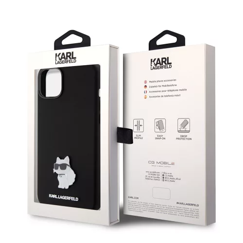 Karl Lagerfeld - Silicone (KLHCP15MSMHCNPK) - iPhone 15 Plus - Choupette Metal Pin