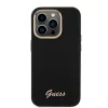Guess - Szilikon Fém Logó Felirat és Kerettel (GUHCP15LSMBSLK) - iPhone 15 Pro - Fekete