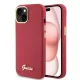 Guess - Szilikon Fém Logó Felirat és Kerettel (GUHCP15SSMBSLM) - iPhone 15 - Piros