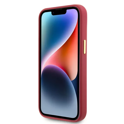 Guess - Szilikon Fém Logó Felirat és Kerettel (GUHCP15SSMBSLM) - iPhone 15 - Piros