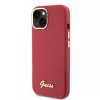 Guess - Szilikon Fém Logó Felirat és Kerettel (GUHCP15SSMBSLM) - iPhone 15 - Piros