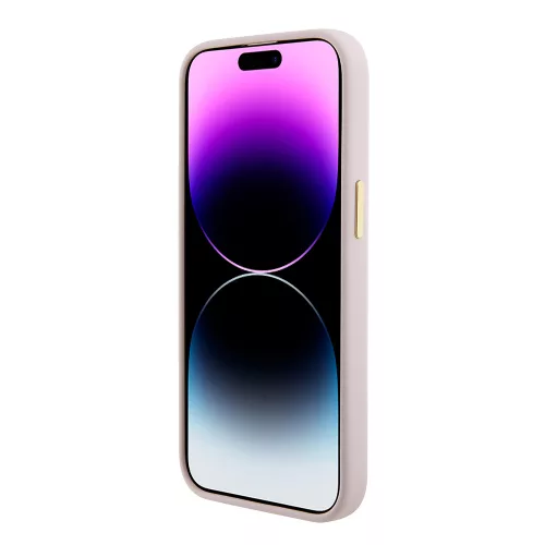 Guess - Szilikon Fém Logó Felirat és Kerettel (GUHCP15SSMBSLP) - iPhone 15 - Világos Rózsaszín