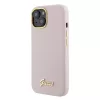 Guess - Szilikon Fém Logó Felirat és Kerettel (GUHCP15SSMBSLP) - iPhone 15 - Világos Rózsaszín