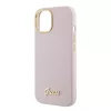 Guess - Szilikon Fém Logó Felirat és Kerettel (GUHCP15SSMBSLP) - iPhone 15 - Világos Rózsaszín