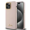 Guess - Szilikon Fém Logó Felirat és Kerettel (GUHCP15XSMBSLP) - iPhone 15 Pro Max - Világos Rózsaszín