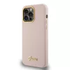 Guess - Szilikon Fém Logó Felirat és Kerettel (GUHCP15XSMBSLP) - iPhone 15 Pro Max - Világos Rózsaszín