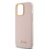 Guess - Szilikon Fém Logó Felirat és Kerettel (GUHCP15XSMBSLP) - iPhone 15 Pro Max - Világos Rózsaszín