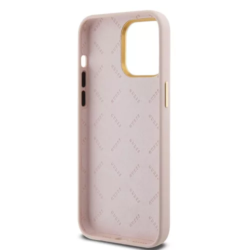 Guess - Szilikon Fém Logó Felirat és Kerettel (GUHCP15XSMBSLP) - iPhone 15 Pro Max - Világos Rózsaszín