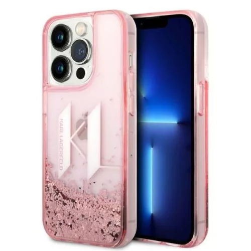 Karl Lagerfeld - Hardcase Glitter (KLHCP14LLBKLCP) - iPhone 14 Pro - Pink Liquid Big KL
