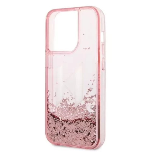 Karl Lagerfeld - Hardcase Glitter (KLHCP14LLBKLCP) - iPhone 14 Pro - Pink Liquid Big KL