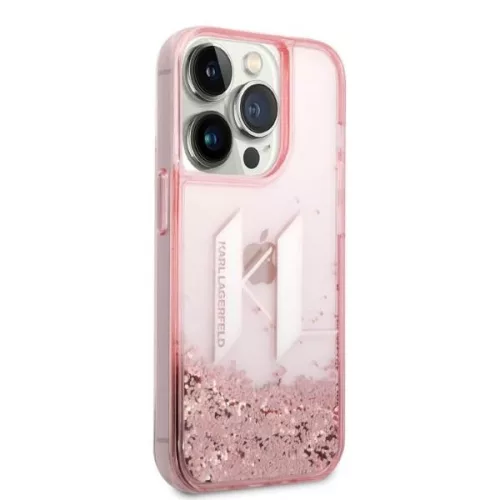 Karl Lagerfeld - Hardcase Glitter (KLHCP14LLBKLCP) - iPhone 14 Pro - Pink Liquid Big KL