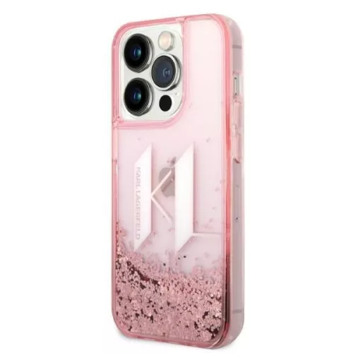 Karl Lagerfeld - Hardcase Glitter (KLHCP14LLBKLCP) - iPhone 14 Pro - Pink Liquid Big KL
